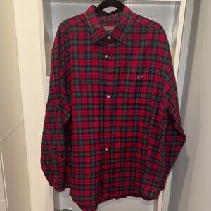 Vineyard Vines Red and Green Plaid Shirt